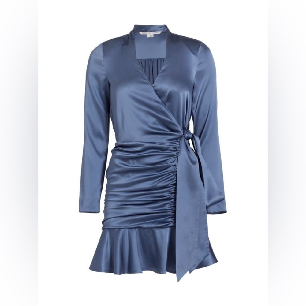 VERONICA BEARD Agatha Silk Satin Wrap-Effect Dress Sz 14